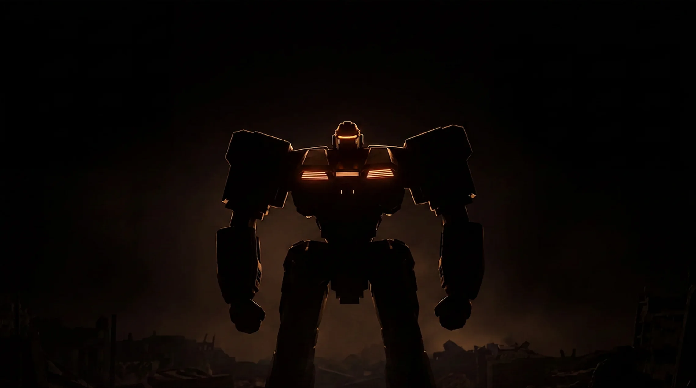 A machine in silhouette, lit orange against the dark