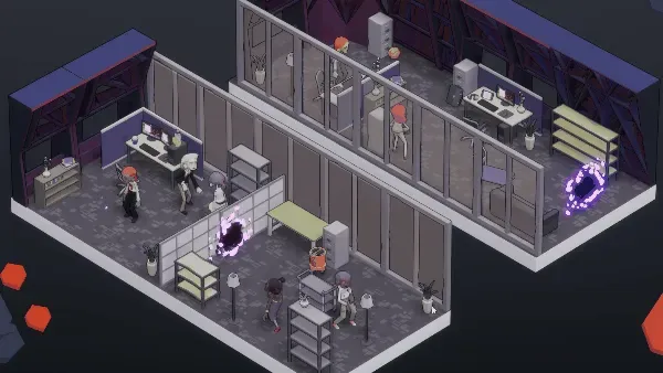 An isometric view of the office level