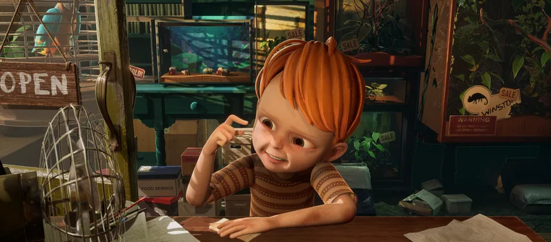 A boy at the shop counter